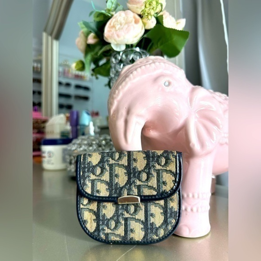 Christian Dior Trotter PVC Vintage Navy Coin Pouch Wallet